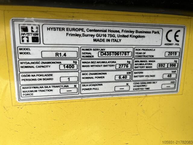 Reach Truck Hyster R1.4