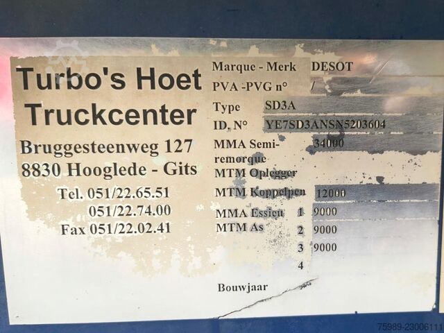 DESOT 3 Axle Förderschnecke, 7 Fächer, SAF-Achsen, Luftfederung, Scheibenbremsen, ABS MVI2220 DESOT 3 Axle Vijzel, 7 Compartimenten, SAF Assen, Luc...