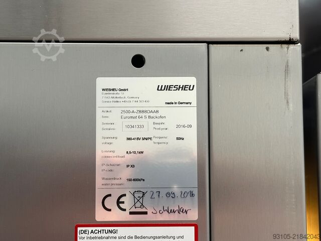 WIESHEU EUROMAT B5/B10 VARIO BAKERY OVEN Wiesheu Euromat B5/B10