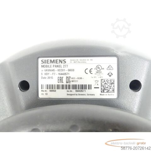 🏷️ Siemens 6AV6645-0CC01-0AX0 MOBILE PANEL 277 SN:16443571 +