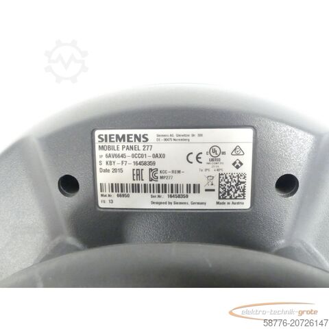 Komponente Siemens 6AV6645-0CC01-0AX0 MOBILE PANEL 277 SN:16458359 + 6XV1440-4BH50