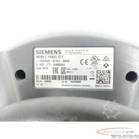Komponente Siemens 6AV6645-0CC01-0AX0 MOBILE PANEL 277 SN:16458363 + 6XV1440-4BH50