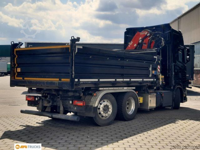 Three-sided tipper truck SCANIA S 660 V8 6X2*4 Kipper Kran Lenkachse Retarder