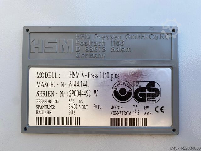 Baler, waste compactor, cardboard baler, press HSM V-Press 1160 Plus