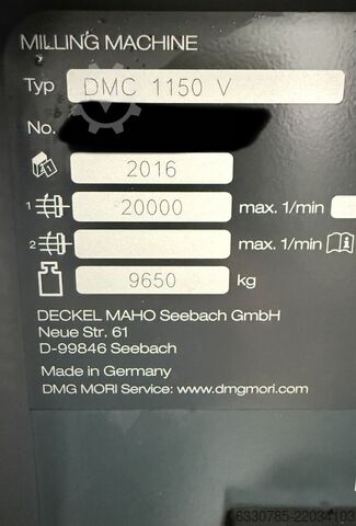 Vertical machining center Deckel Maho DMC 1150 V