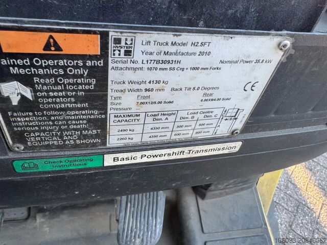 Gabelstapler Hyster H 25 FT 2500 Kg diesel 3 delige mast,  side shift