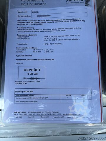 Binder MK 56 climate chamber Binder MK 56
