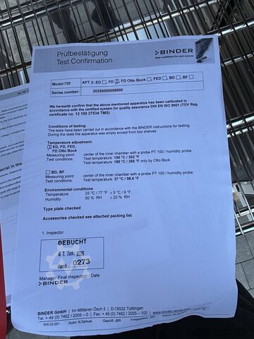 Binder FD 720 Laboratory Dryer Binder FD 720