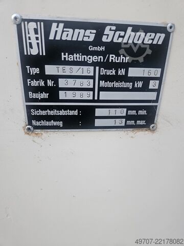 Hydraulische Doppelsäulenpresse 16 Tonne Hans Schoen TES 16 