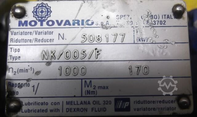 Adjustable gear motor 0.37 kW 22.5-133 rpm MOTOVARIO NK/005/F