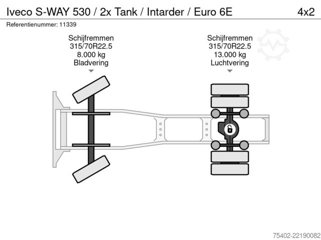 Standard tractor Iveco S-WAY 530 / 2x Tank / Intarder / Euro 6E