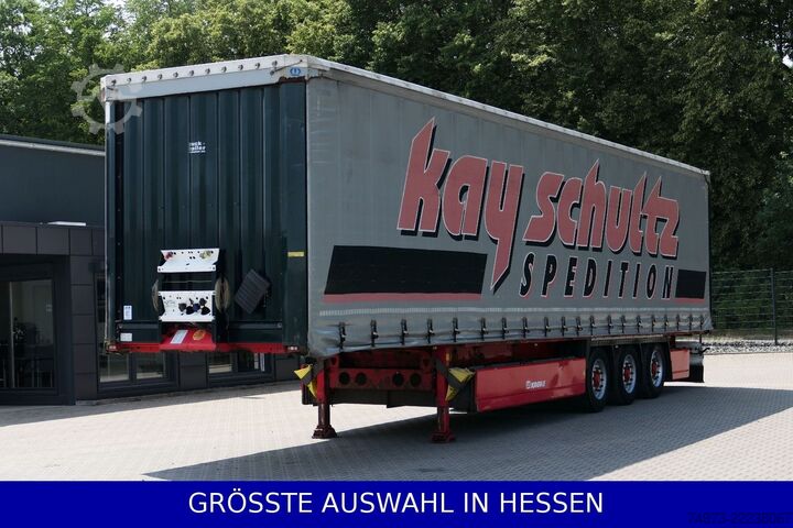 Open semitrailer with tarp KRONE Liftachse Palettenkasten BPW Hubdach