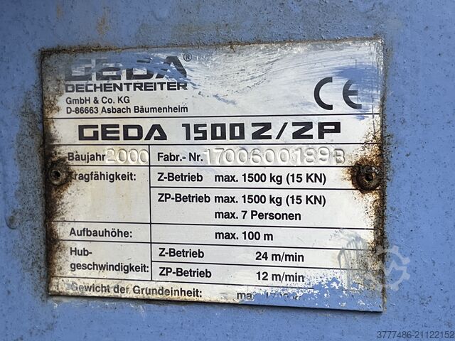 Zahnstangenaufzug für Personen u. Lasten GEDA 1500 Z/ZP Bauaufzug 3,30 x 1,45 m