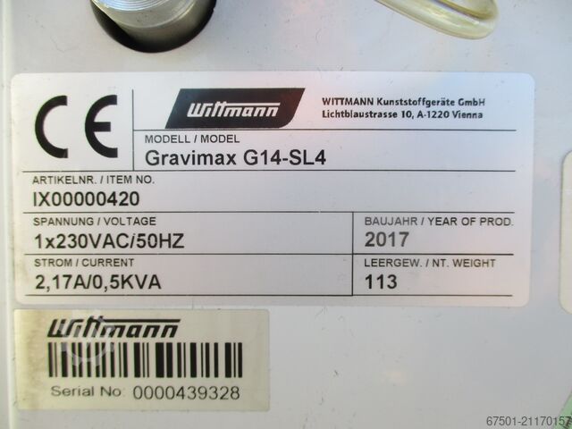 Mischer WITTMANN GRAVIMAX G14 (3401) SPARE PARTS