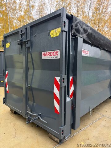 "U-box" roll-off container made of Hardox, with folding mesh system Container-Vertrieb-Chemnitz GmbH Abrollcontainer „u-box“ mit Klappnetz