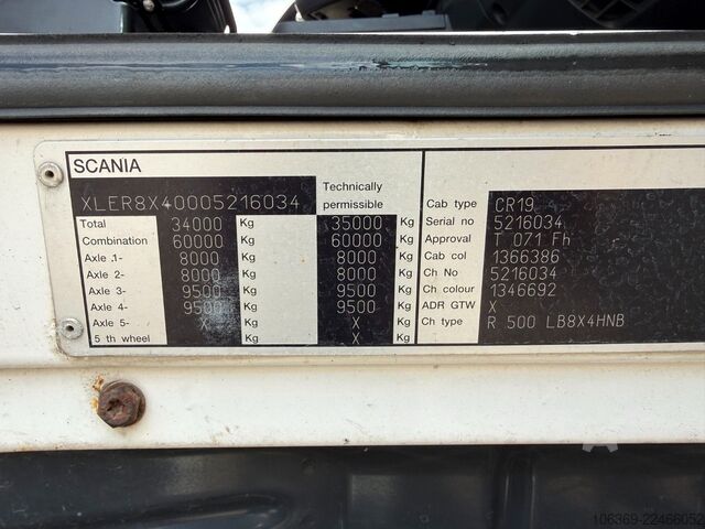 Standard tractor unit SCANIA R500 8X4 Kran / Crane EFFER 1355 8/S Winch