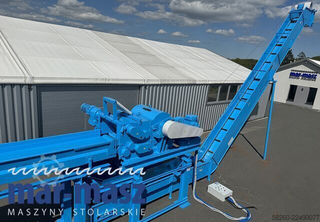Wood Chipper Shredder KLOCKNER 900×180 HS 4 WT z przenośnikiem łańcuchowym typu redler