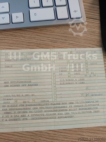 Kipper LKW MAN MAN TGA 35.430 / 8X4 / Meiller Mulde / German
