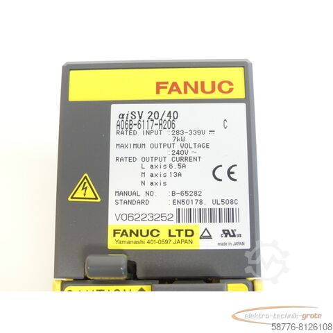 Fanuc component Fanuc A06B-6117-H206 SN:V06223252 - ! -
