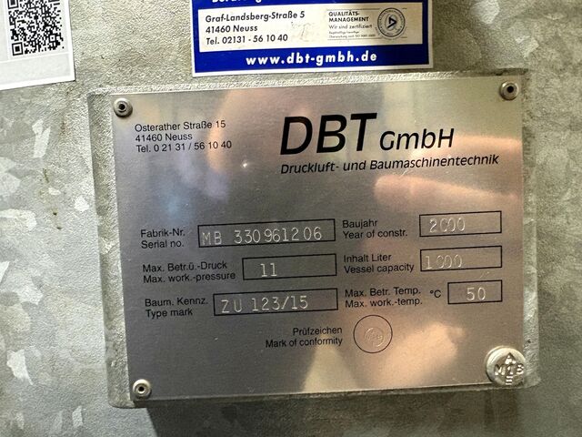 Compressed air tank DBT ZU123/15