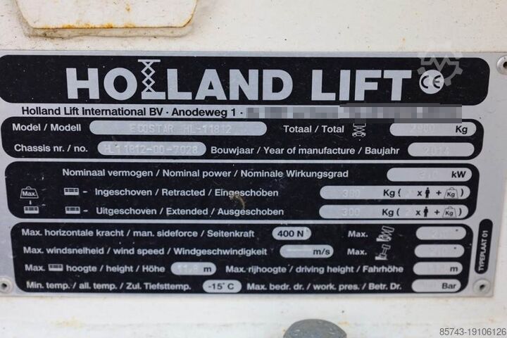 Scherenhebebühne Holland Lift Ecostar HL-11812 Electric, 14m Working Height, 300