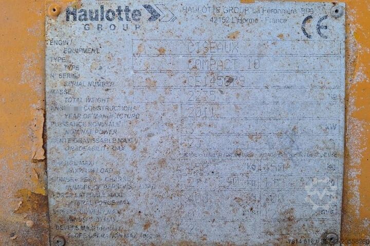 Scissor lift Haulotte Compact 10 Electric, 10m Working Height, 450kg Cap