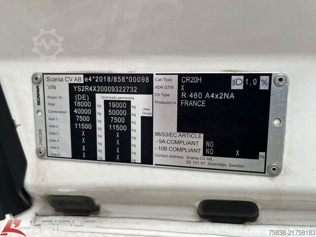Standard tractor unit SCANIA R 460 A4x2NA*2 Tanks 1095L*Alcoa Alu*Retarder*