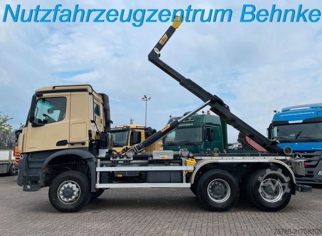 Roll-off tipper truck MERCEDES-BENZ Arocs 3345 6x6 BB/ Hyva 26-51-S/ Kran Hydr.