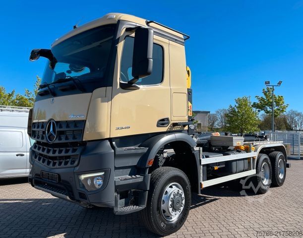 Roll-off tipper truck MERCEDES-BENZ Arocs 3345 6x6 BB/ Hyva 26-51-S/ Kran Hydr.