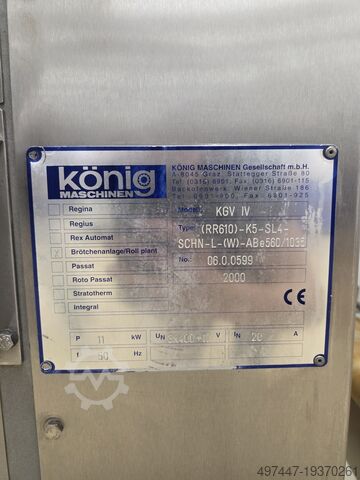 Konig Industrielle Brötchenlinie Industrie RexI Konig Konig industrie Rex I automaat Bun lijn