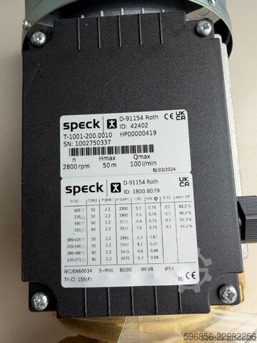  Speck T-1001-200.0010 – 2,2 kW, 100 l/mi Speck T-1001-200.0010 – 2,2 kW, 100 l/mi
