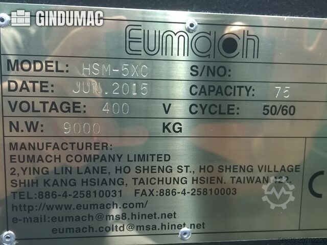 Universal-Bearbeitungszentrum Eumach HSM-5XC