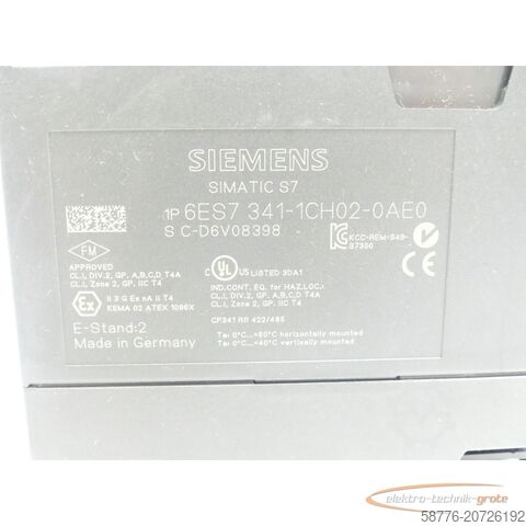 Component Siemens 6ES7341-1CH02-0AE0 SN:C-D6V08398 - ! -