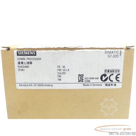 Component Siemens 6ES7341-1CH02-0AE0 SN:C-D6V08398 - ! -