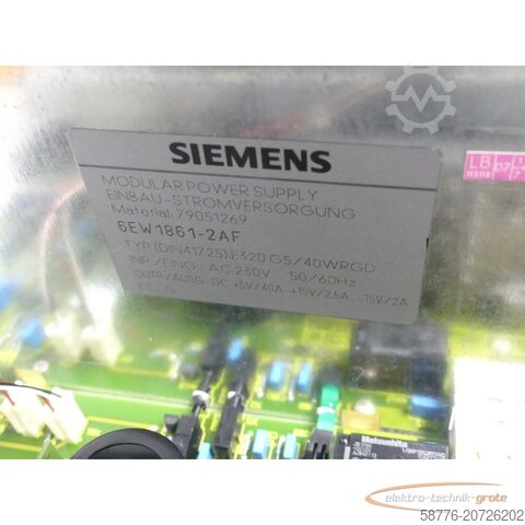 Component Siemens 6EW1861-2AF Power Supply / Stromversorgung SN: 79051269 E-Stand: E