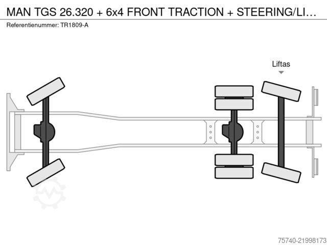 Hook arm system MAN TGS 26.320 + 6x4 FRONT TRACTION + STEERING/LIFT...