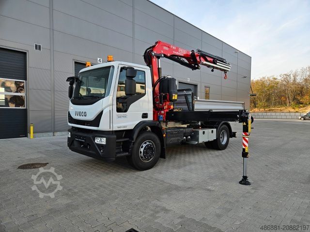 Three-sided tipper truck IVECO MLC 180E28 Dreiseitenkipper mit Kran