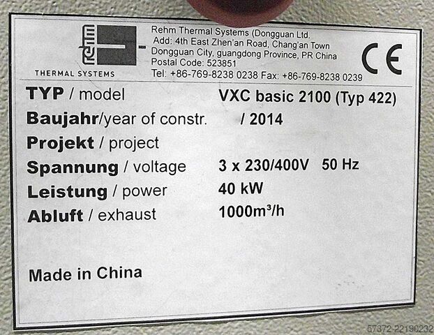 Reflow Soldering Oven Rehm VXC basic 2450 Typ 523/VXC basic 2100 Typ 422