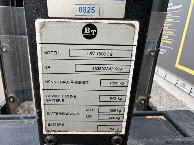 VS-22613 Elektrischer BT Stapler für Blockpaletten 2900 mm BT LSV 1600/2