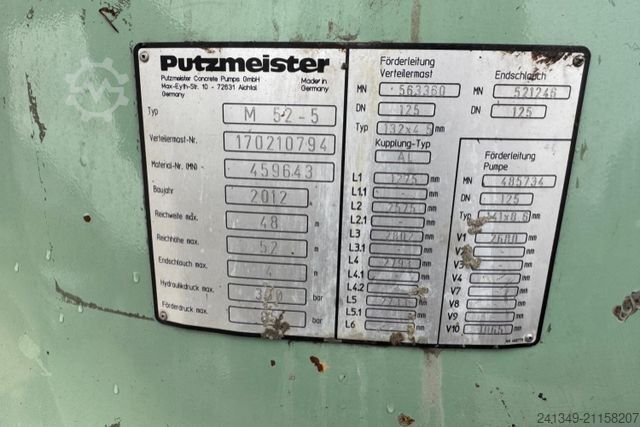 Betonpumpen-LKW MERCEDES-BENZ Actros 5061 V8 10x6 Putzmeister 52-5 180H