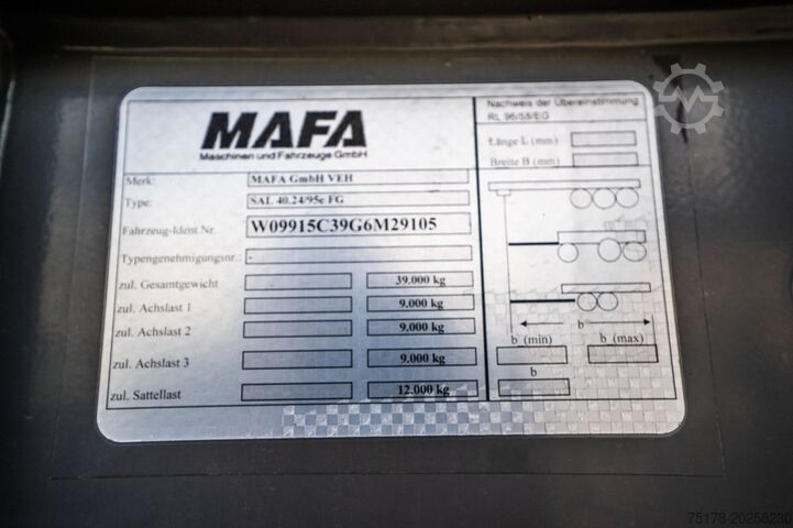 Milk tanker MAFA SAL 40.24/95e -INOX-29.000 L (no pump)