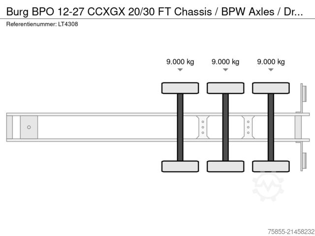 Container transport Burg BPO 12-27 CCXGX 20/30 FT Chassis / BPW Axles / ...