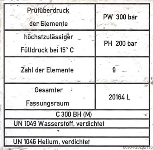 Tankauflieger MAFA Gas tank tube semi-trailer compressed helium, hydrogen, Wasserstoff