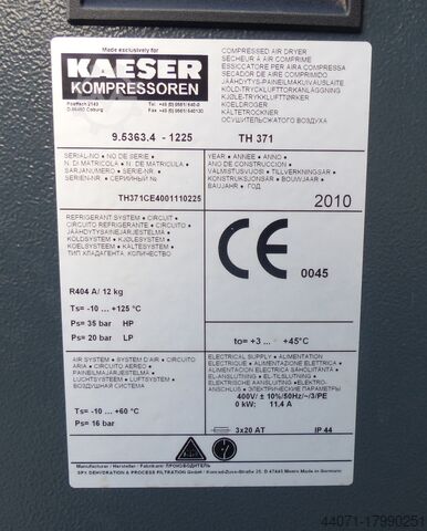 Compressed air refrigeration dryer 37 m3/min Kaeser Kaeser TH371