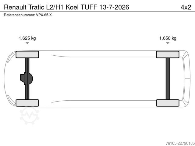 Refrigerated/freezer transport (delivery van) Renault Trafic L2/H1 Koel TUFF 13-7-2026
