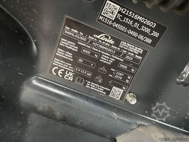 Electric 4-wheel forklift Linde E40HL-01/600