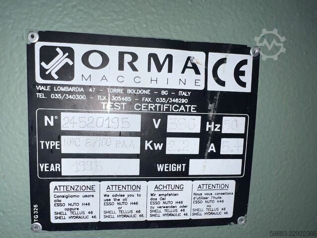 Veneer press ORMA NPC 6/100