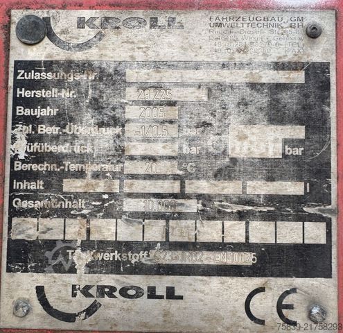 Vacuum tank truck MAN 26.410, KROLL 3-10, Vakuumpumpe, WRS, Lenkachse