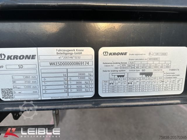 Auflieger mit Pritsche & Plane KRONE SD*Tautliner*Liftachse*Code XL*Palettenkasten*