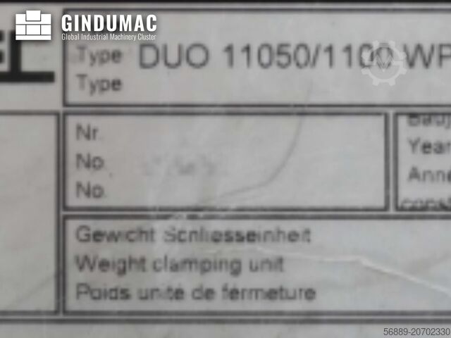 Hydraulische Spritzgießmaschine Engel Duo 11050/1100 WP